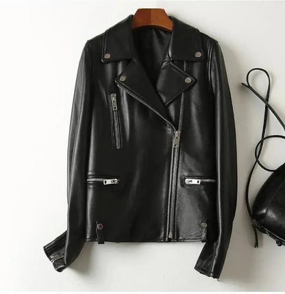 Blouson en cuir pour femme style new-yorkais