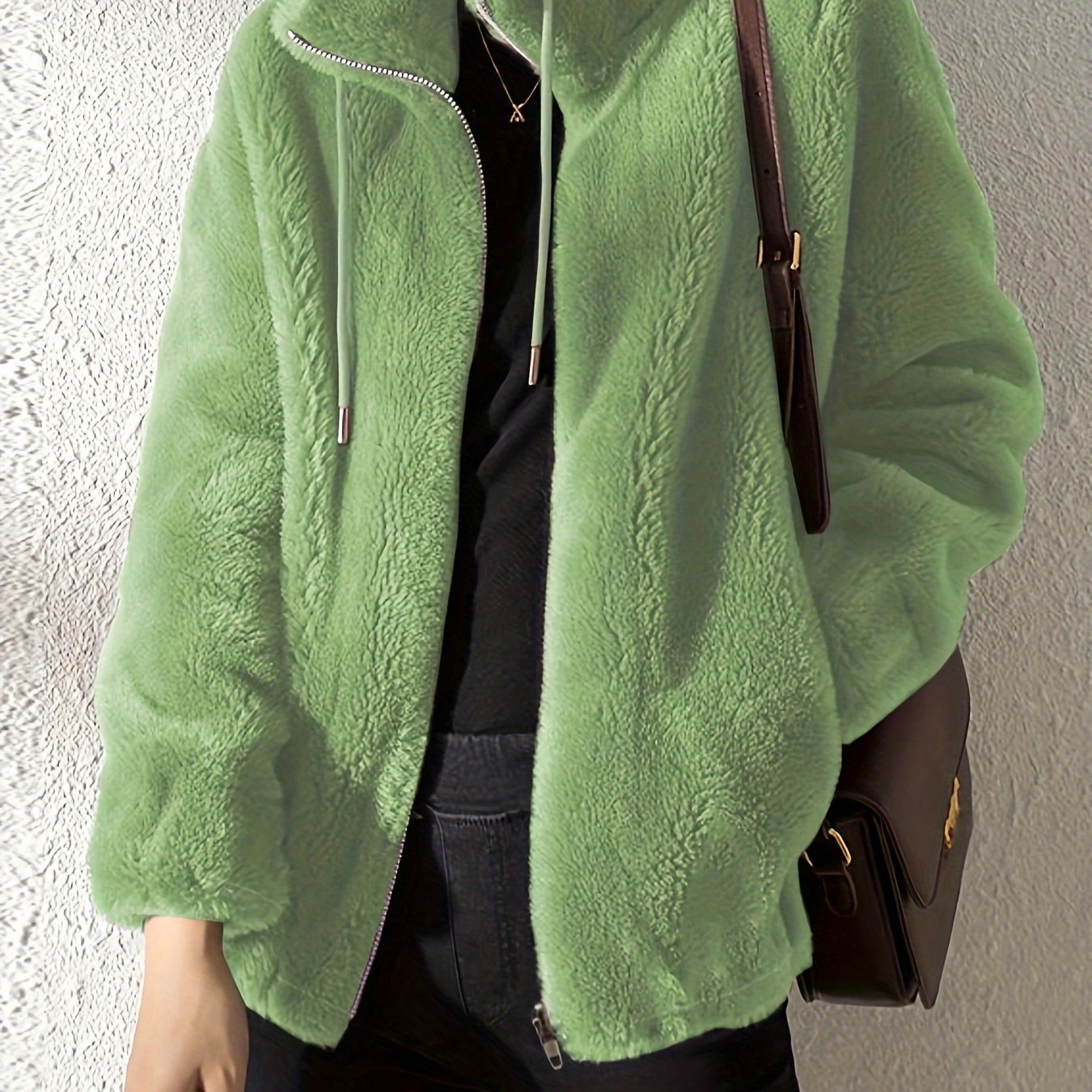 Veste Teddy décontractée Chaude Confortable Fermeture éclair