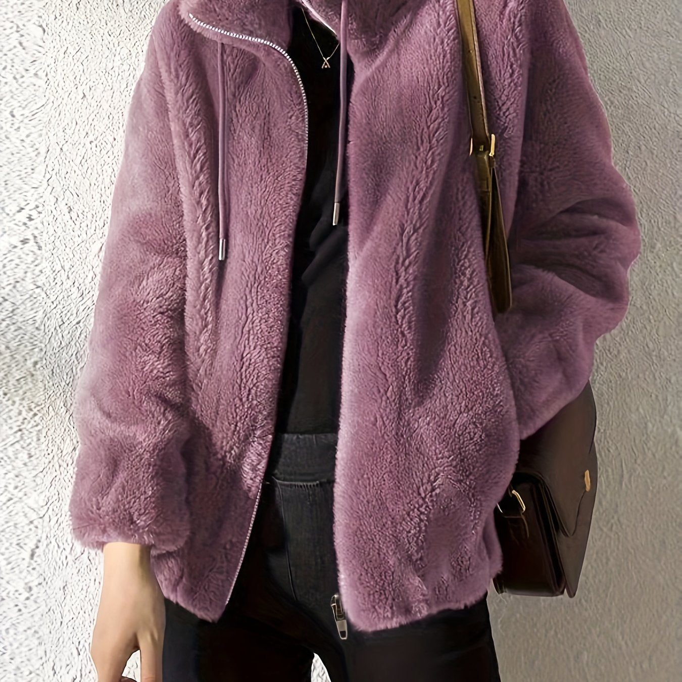 Veste Teddy décontractée Chaude Confortable Fermeture éclair