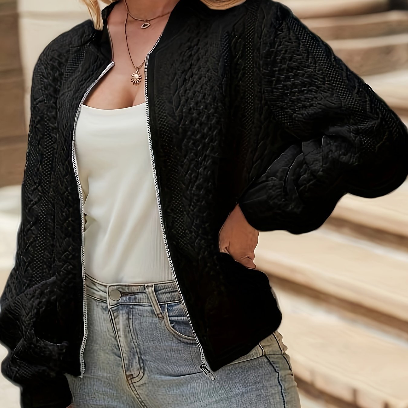 Blouson stylé texturé