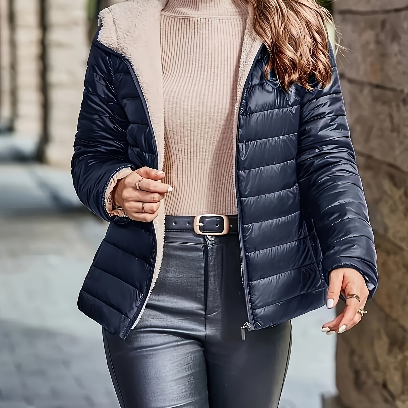 Veste à capuche douillette d'hiver pour femme