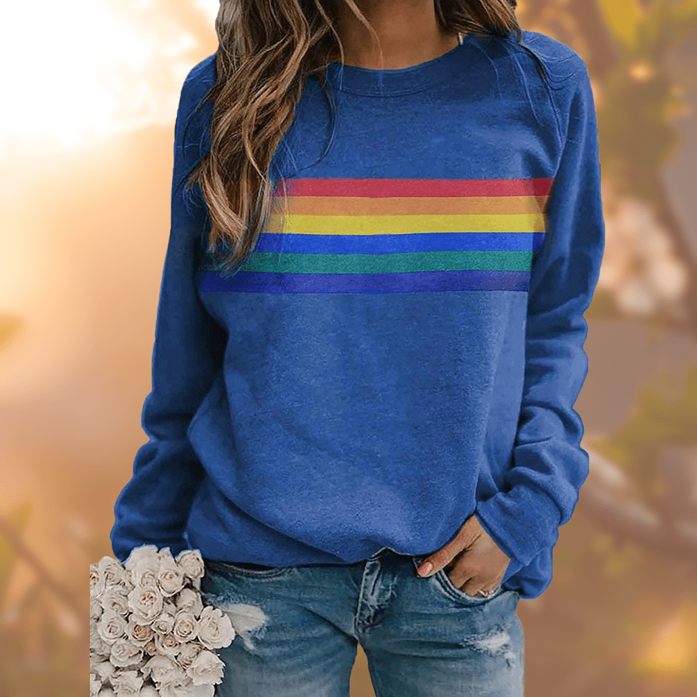 Sweat-shirt arc-en-ciel coloré pour femmes