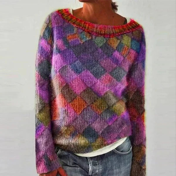 Pull coloré col rond style tendance