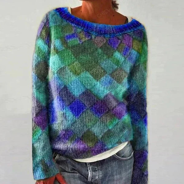 Pull coloré col rond style tendance