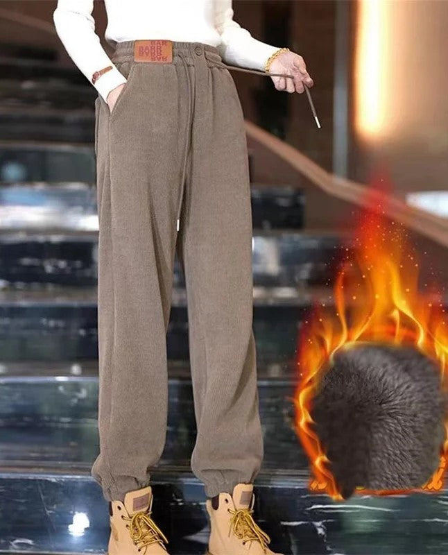 Pantalon d'hiver chaud doublé polaire Décontracté