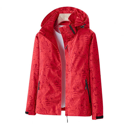 Veste imperméable légère pour femme à capuche imprimé floral
