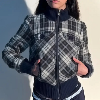 Veste d'automne pour femme col montant chaude