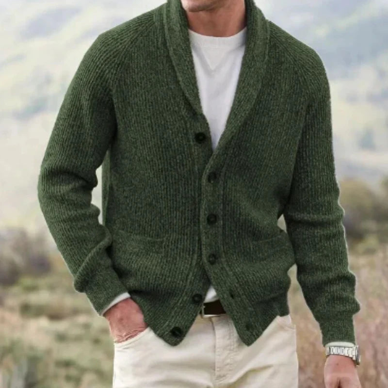 Gilet cardigan homme tricot moderne col châle