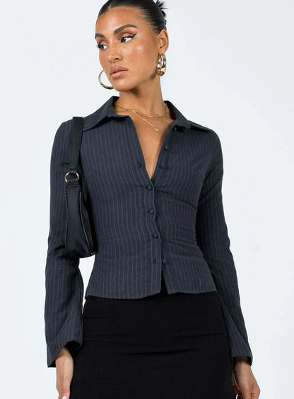 Chemisier femme élégant coupe ample rayé
