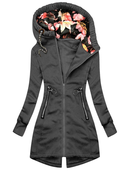 Veste femme élégante | Manteau d'hiver avec col montant, poches zippées et capuche