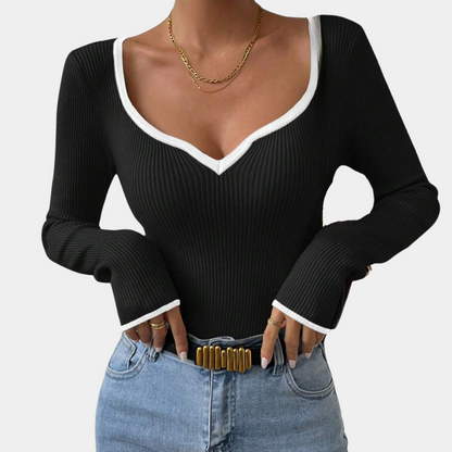 Haut élégant col en V femme