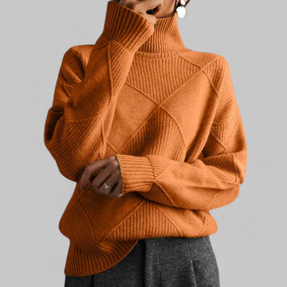 Pull over oversize femme à col roulé motif hiver