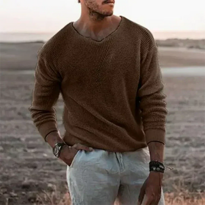 Pull-over chaud tricoté à manches longues pour hommes