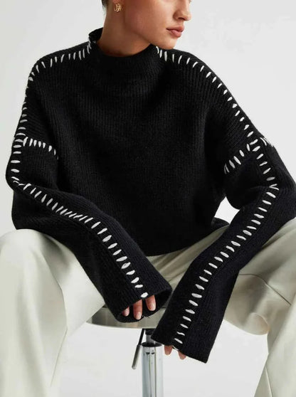 Großer Pullover Hoher Kragen Bequem - IdealeKleiden
