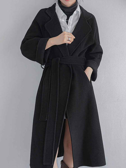 Manteau oversize en laine avec ceinture