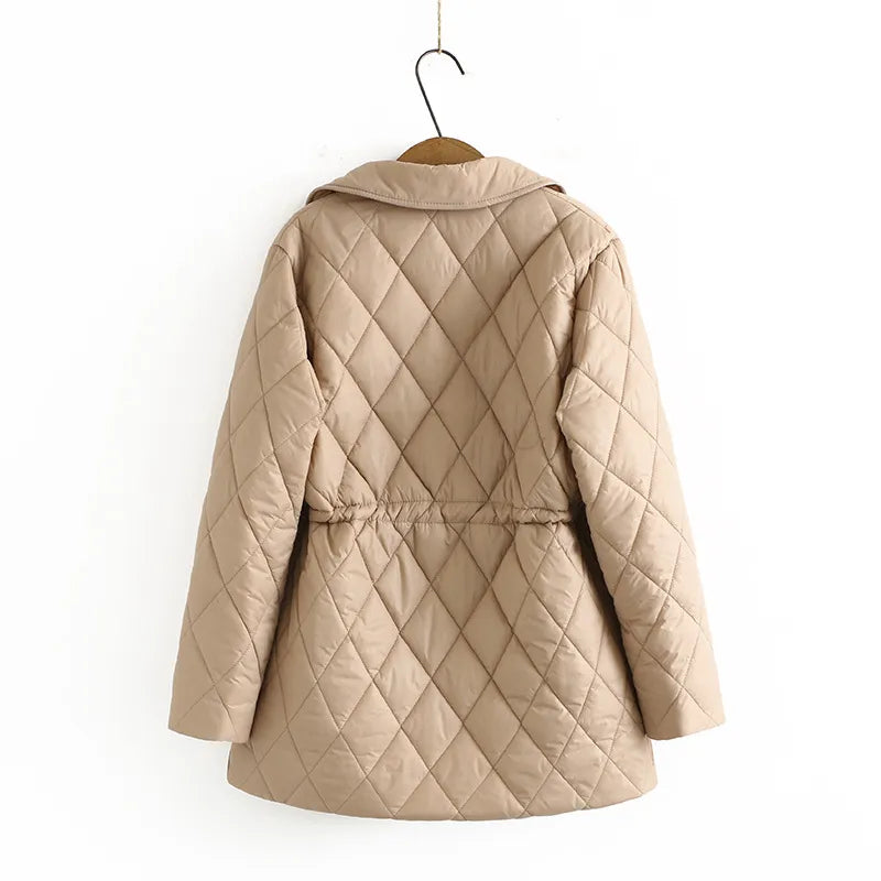 Große Polsterjacke Argyle Muster Stilvoll Warm - IdealeKleiden