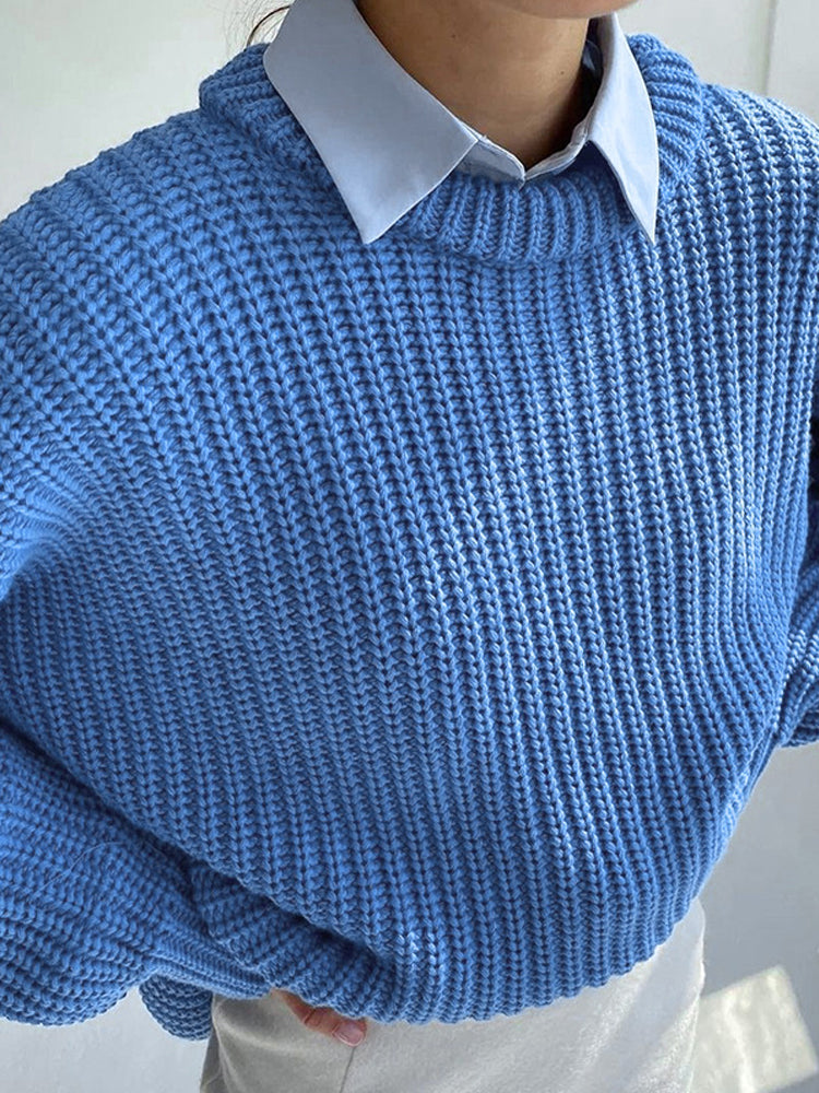 Übergröße Damenpullover Grobstrick Modern - IdealeKleiden