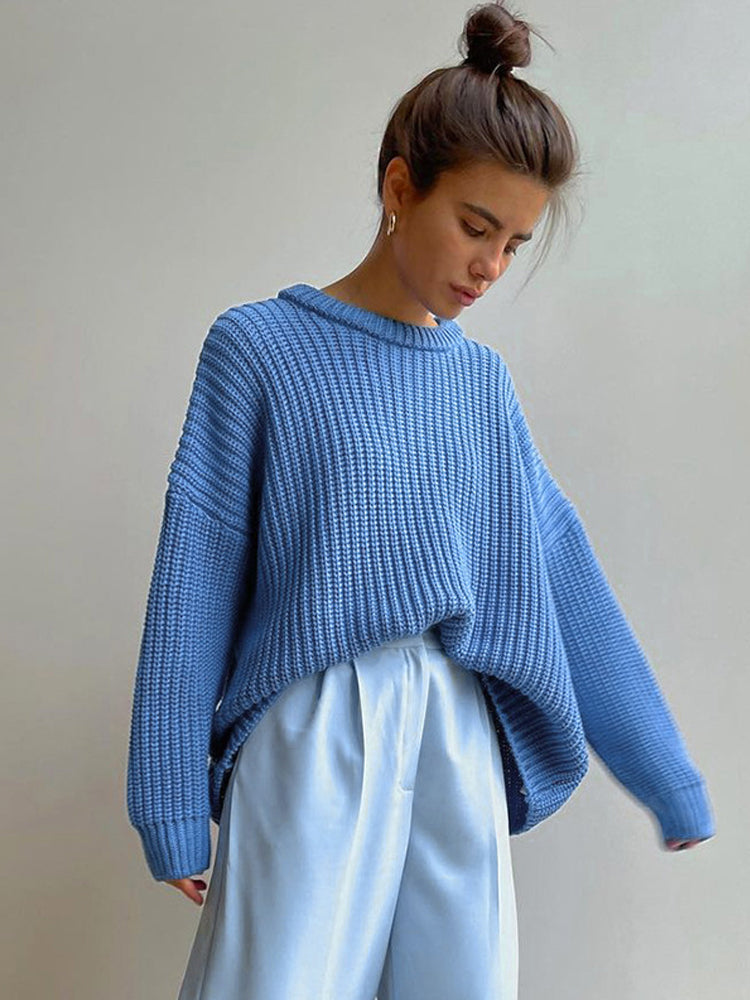 Pull oversized en grosse maille moderne pour femme