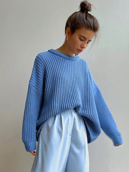 Pull oversized en grosse maille moderne pour femme