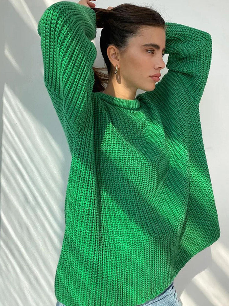 Pull oversized en grosse maille moderne pour femme
