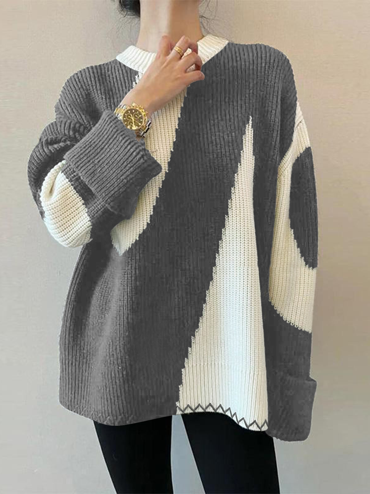 Pull Oversize Femme Imprimé Zèbre Tendance