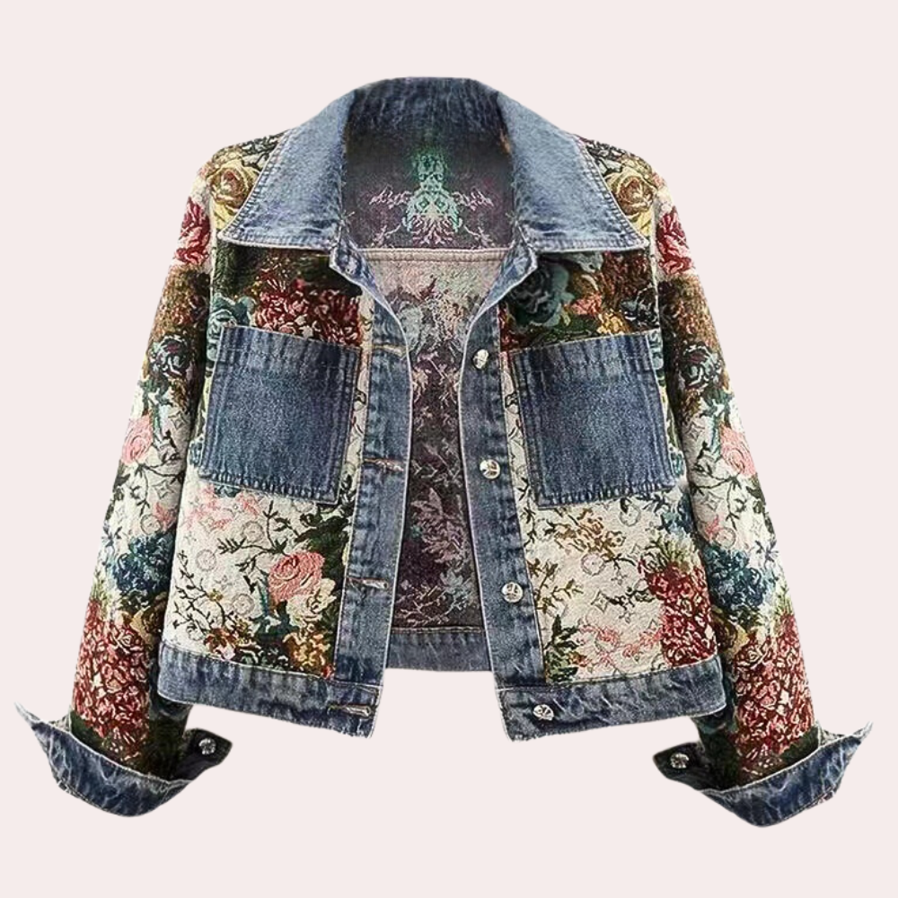 Veste en jean élégante pour femme motif floral mode d'automne