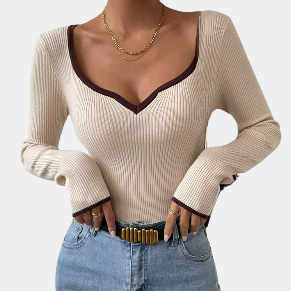 Haut élégant col en V femme