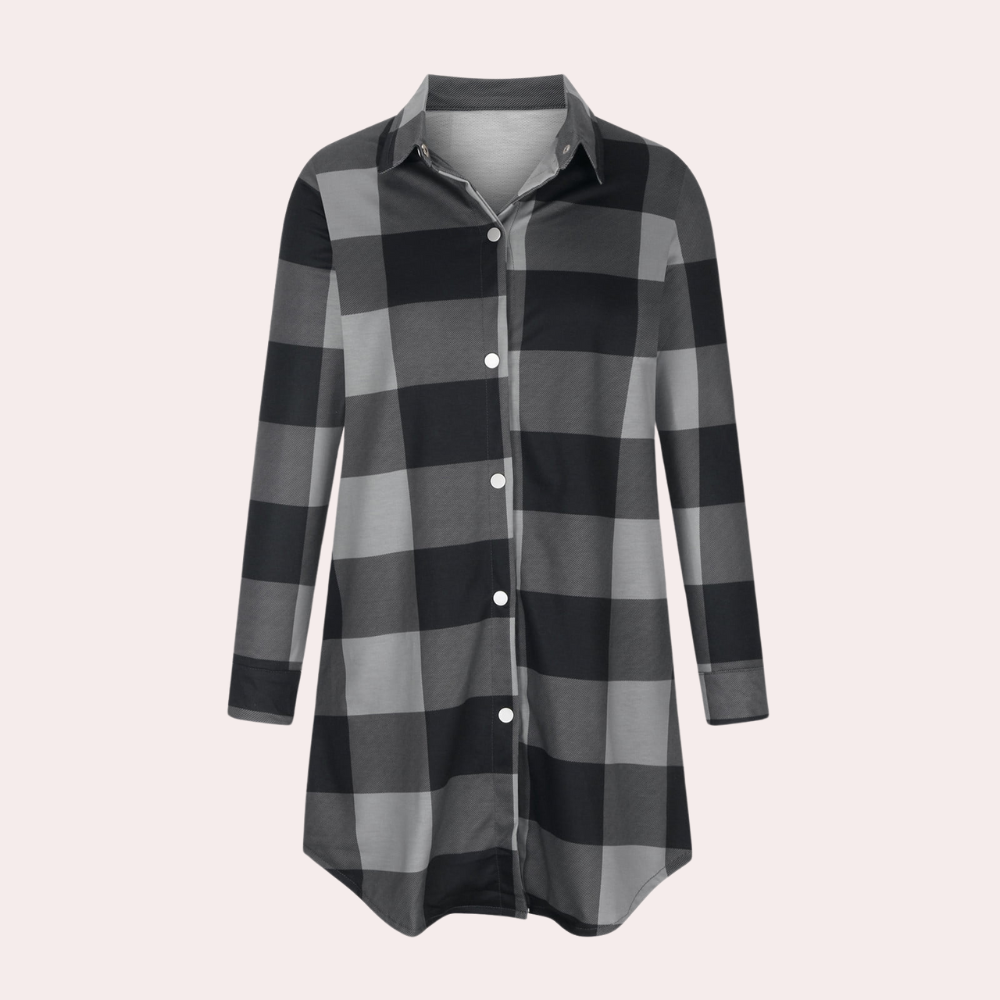 Veste d'automne femme à carreaux longueur midi