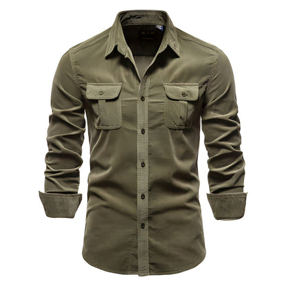 Herren Freizeithemd Langarm Elegant Knopfleiste - IdealeKleiden