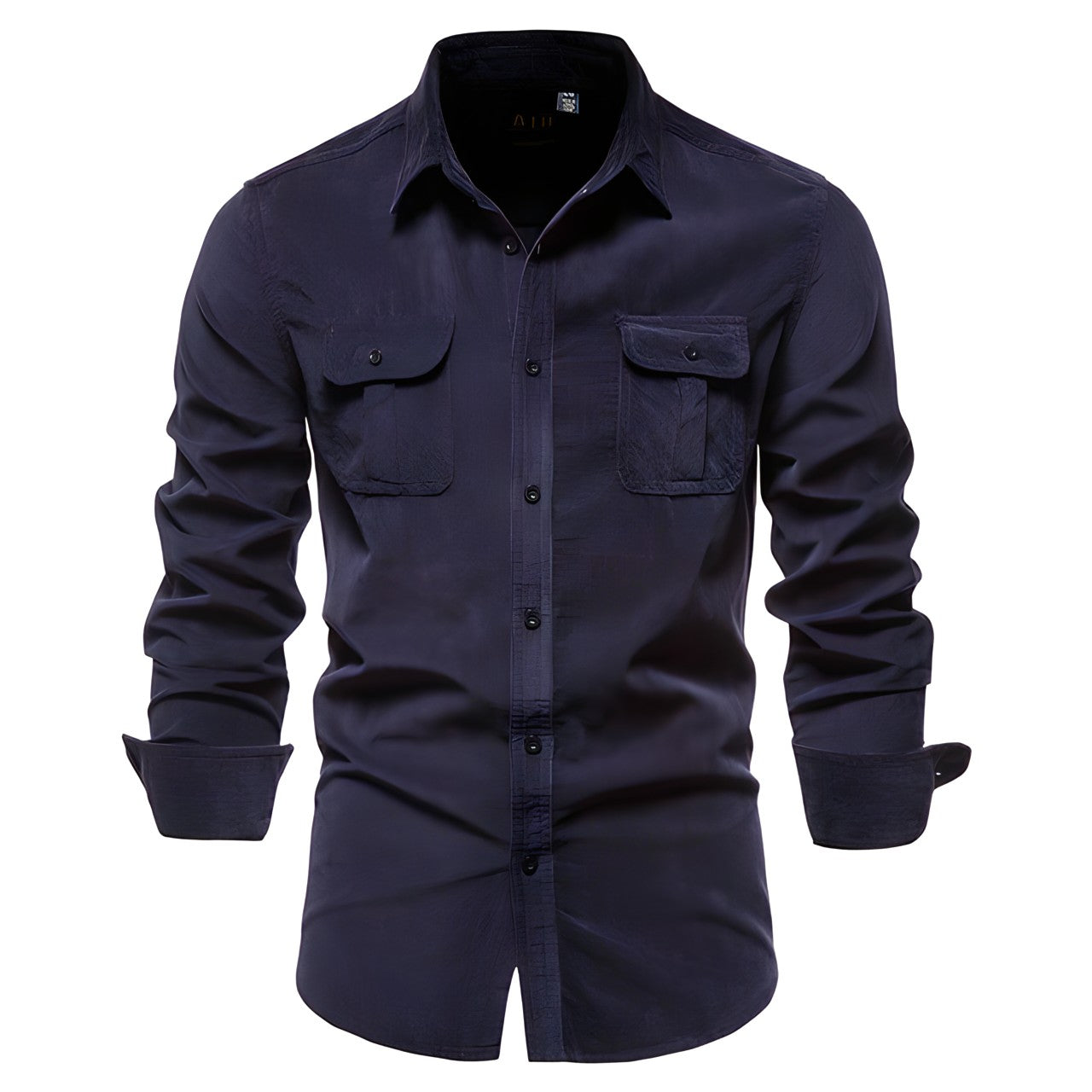 Chemise décontractée homme manches longues élégante patte de boutonnage