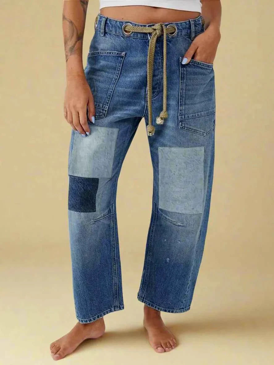 Pantalon femme multicolore style patchwork