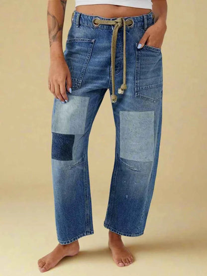 Pantalon femme multicolore style patchwork
