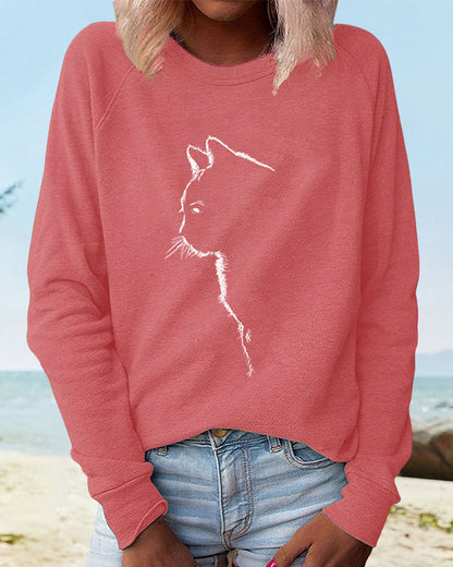 Sweat-shirt chat doux et confortable gris