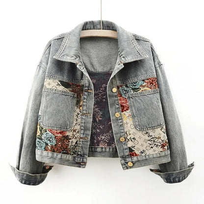 Veste d'été imprimé floral en jean
