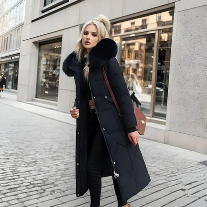 Long manteau d'hiver femme chaud et élégant