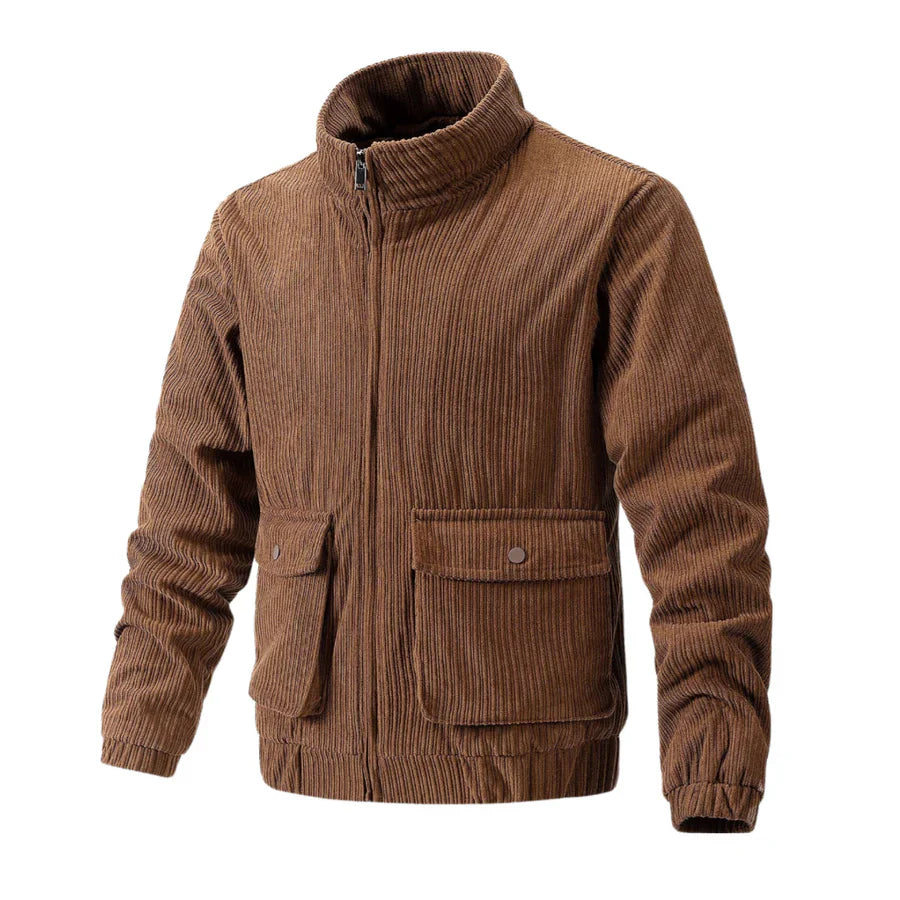 Herren Cordjacke Stehkragen mit Taschen - IdealeKleiden