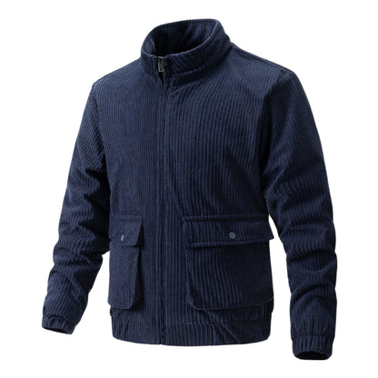 Blouson homme en velours côtelé avec fermeture éclair, style moderne