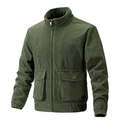 Blouson homme en velours côtelé avec fermeture éclair, style moderne