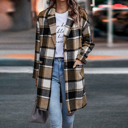 Veste à carreaux pour femme - Élégante et confortable