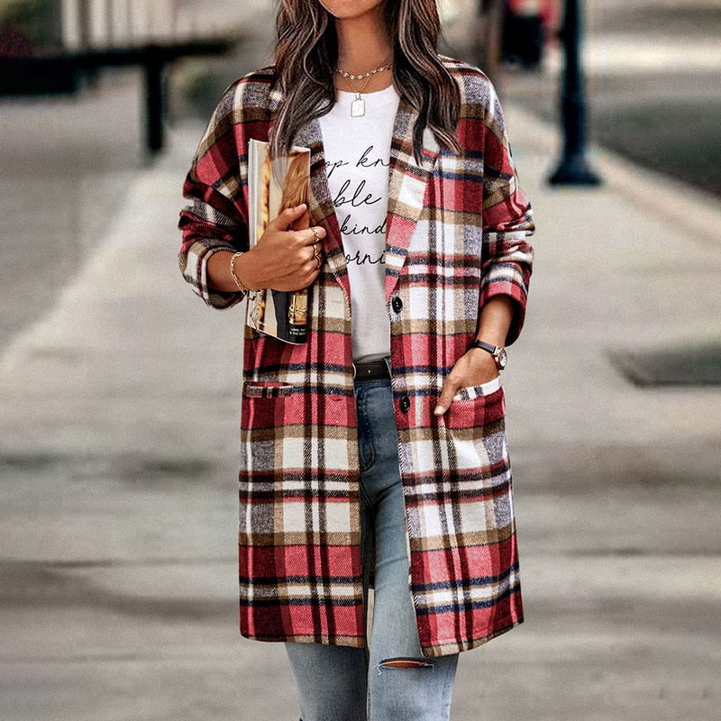 Veste à carreaux pour femme - Élégante et confortable