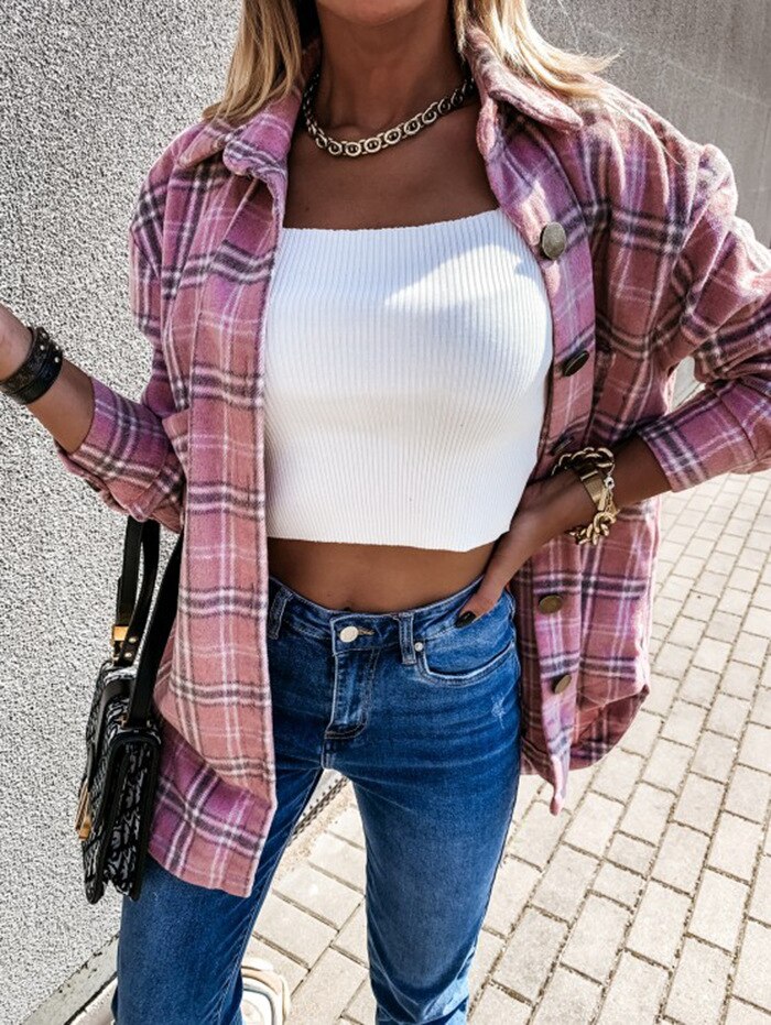 Veste à carreaux élégante pour femme