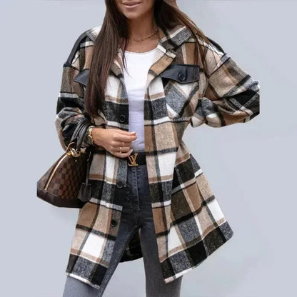 Chemisier-veste moderne à carreaux pour femme