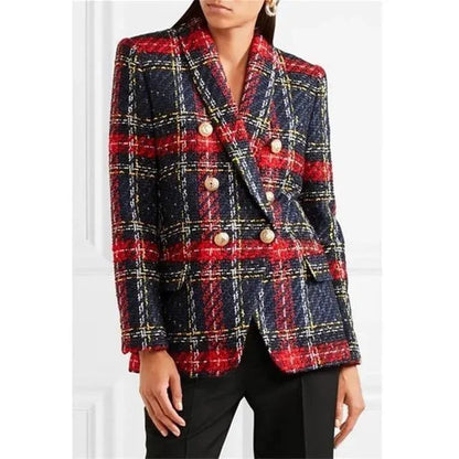 Blazers à carreaux pour femmes Style décontracté chic en tweed