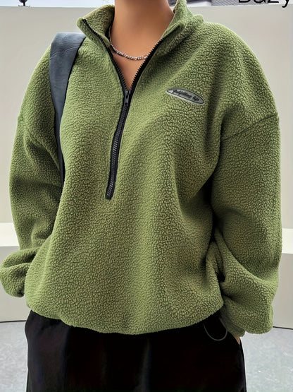 Elegantes Quarter-Zip Sweatshirt Damen Pullover - IdealeKleiden