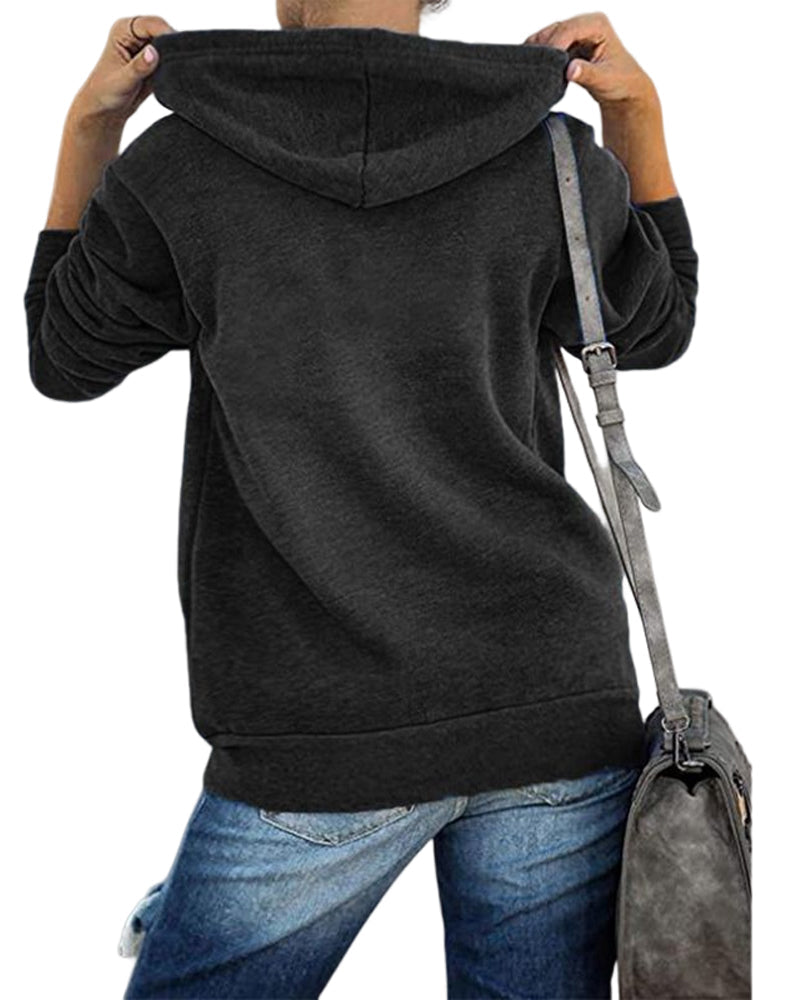 Damen Hoodie Bequem Mit Taschen - IdealeKleiden
