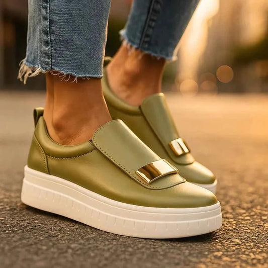 Damen Plateau Loafer Schuhe Chic - IdealeKleiden