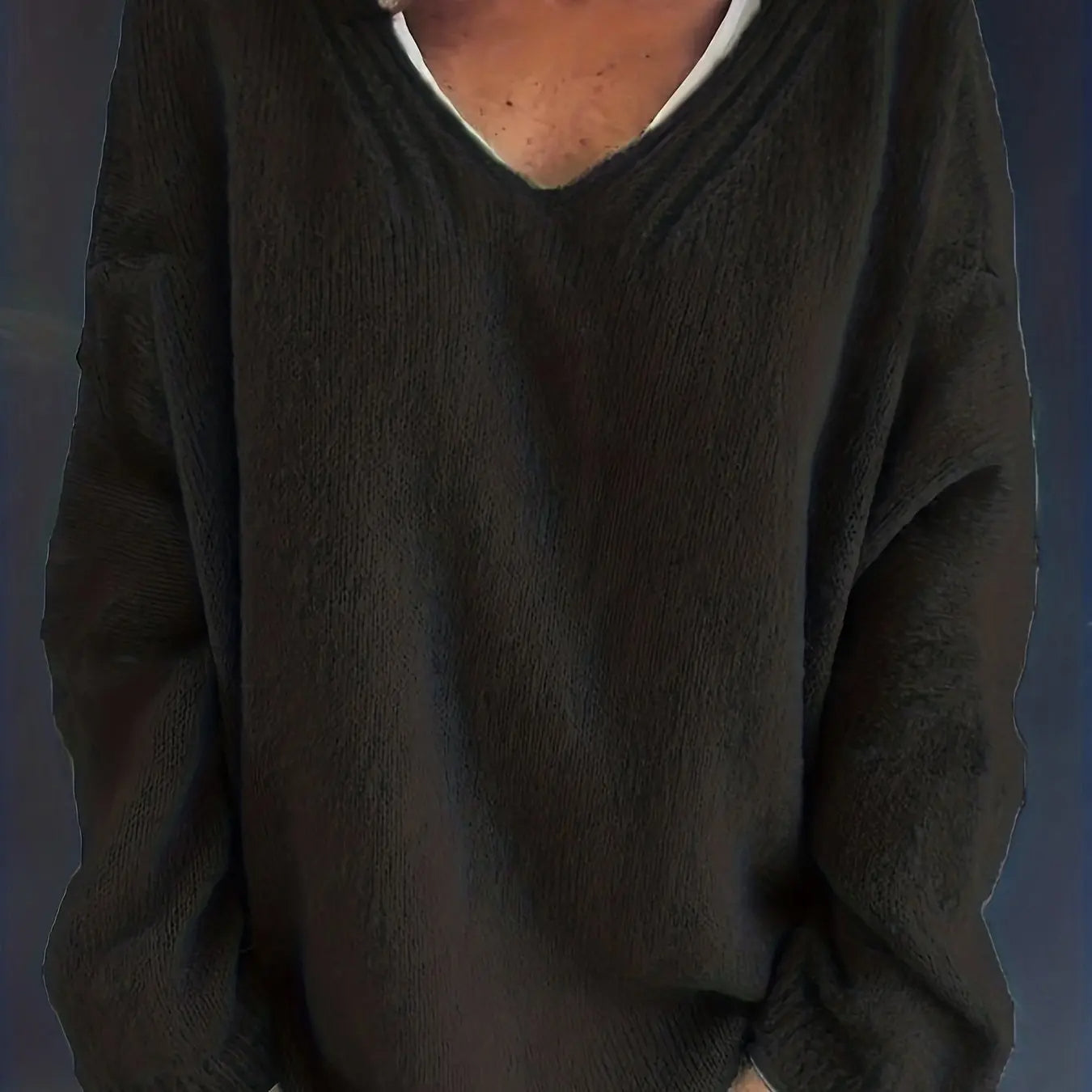 Pull Col V Élégant pour Femmes Rondes