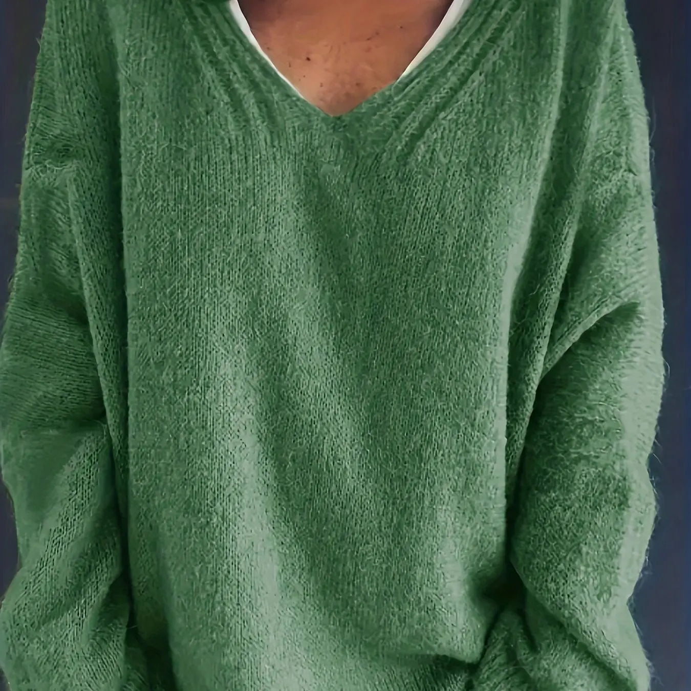 Pull Col V Élégant pour Femmes Rondes