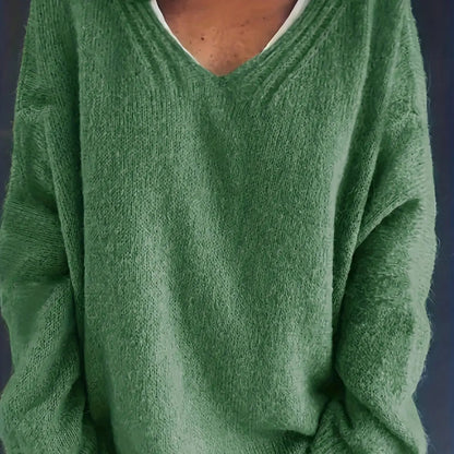 Pull Col V Élégant pour Femmes Rondes