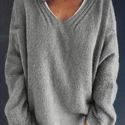 Pull Col V Élégant pour Femmes Rondes